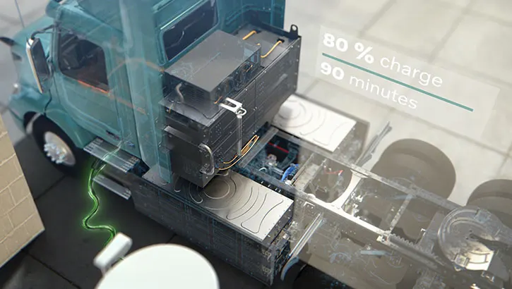 Internal diagram of the charging system on the Volvo VNR Electric